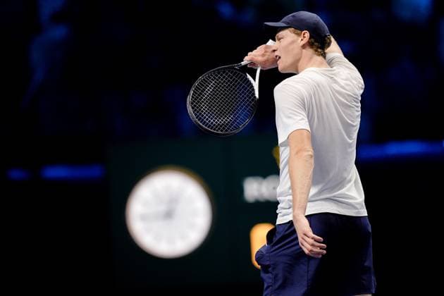 Jannik Sinner (Italy) during practice on the central court of the Inalpi Arena Turin, Italy, where the ATP, Tennis Herren Finals will begin on Sunday, Nov. 9 - - Friday, November 7, 2024.  Copyright: xMarcoxAlpozzi LaPressex