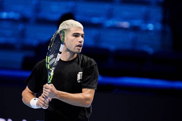 Carlos Alcaraz (Spain) during practice on the central court of the Inalpi Arena Turin, Italy, where the ATP, Tennis Herren Finals will begin on Sunday, Nov. 9 - - Friday, November 7, 2024.  Copyright: xMarcoxAlpozzi LaPressex