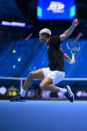 2025 Nitto ATP, Tennis Herren Finals - Practice Day - Turin Carlos Alcaraz (ESP) during practice at the 2025 Nitto ATP Finals in Turin, Italy on November 7, 2025. Photo by Corinne Dubreuil ABACAPRESS.COM Turin Italy  Copyright: xDubreuilxCorinne ABACAx