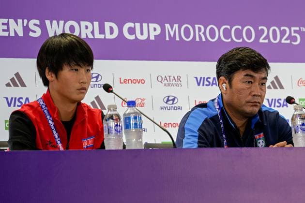 18 Kim K. Su Jin (Goalkeeper) of Korea DPR U-17 and Song Jin PAK Head coach of Korea DPR U-17 during the press conference, PK, Pressekonferenz before the final of the FIFA U17, U 17 Women s World Cup Morocco 2025 match between Korea DOR and Netherlands in Rabat, Morocco, on November 7, 2025, at the Olympic Stadium  Copyright: xAndreaxAmato IPAxSportx xipa-agency.netx xx IPA_67654392 IPA_Agency_IPA67654392