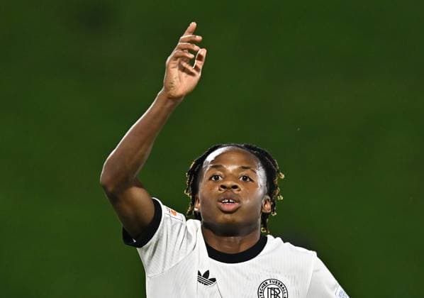 Germany v Korea DPR : Group G - FIFA U-17 World Cup Qatar 2025 Wisdom Mike of Germany celebrates after scoring a goal during the FIFA U-17 World Cup Qatar 2025 Group G match between Germany and Korea DPR in Doha, Qatar, on November 7, 2025. DOHA Qatar Copyright: xNOUSHADx