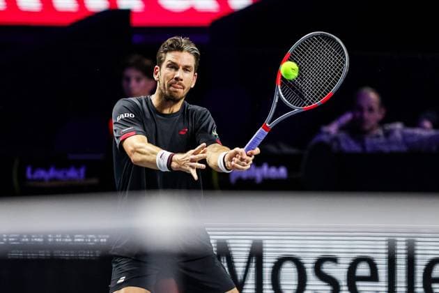Moselle Open : tournoi de tennis, à Metz PHOTOPQR LE REPUBLICAIN LORRAIN Hugo AZMANI ; Metz ; 07 11 2025 ; Moselle Open : 22e édition du tournoi de tennis, aux Arènes, à Metz; Cameron Norrie (GBR), lors de son match en demi-finale contre Lorenzo Sonego Moselle Open Metz Moselle Lorraine France  Copyright: xPHOTOPQR LExREPUBLICAINxLORRAIN xHugoxAZMANIx 20251107RBL2788 20251107RBL2788