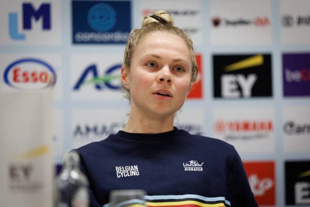 Belgian Laura Verdonschot pictured during a press conference, PK, Pressekonferenz ahead of the UEC Cyclocross European championships, Friday 07 November 2025, Middelkerke. The European cyclocross championships take place on 8 and 9 November. KURTxDESPLENTER  x139962290x