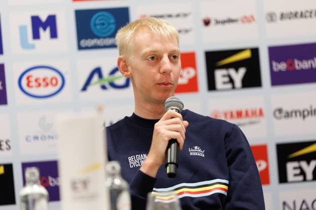 Belgian Michael Vanthourenhout pictured during a press conference, PK, Pressekonferenz ahead of the UEC Cyclocross European championships, Friday 07 November 2025, Middelkerke. The European cyclocross championships take place on 8 and 9 November. KURTxDESPLENTER  x139962879x