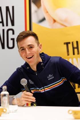 Belgian Emiel Verstrynge pictured during a press conference, PK, Pressekonferenz ahead of the UEC Cyclocross European championships, Friday 07 November 2025, Middelkerke. The European cyclocross championships take place on 8 and 9 November. KURTxDESPLENTER  x139962927x
