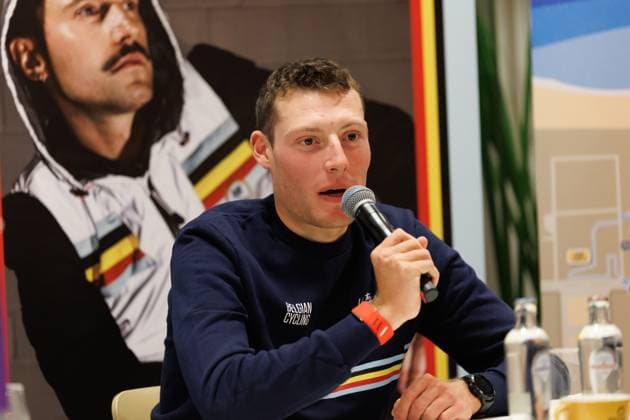 Belgian Joran Wyseure pictured during a press conference, PK, Pressekonferenz ahead of the UEC Cyclocross European championships, Friday 07 November 2025, Middelkerke. The European cyclocross championships take place on 8 and 9 November. KURTxDESPLENTER  x139963133x