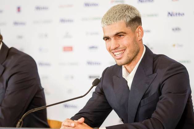 Carlos Alcaraz durante la conferenza stampa giocatori tennis delle ATP, Tennis Herren Finals, Torino. Italia - cronaca- VenerdÃ¬ 7 Novembre 2025 (foto Giulio Lapone LaPresse). Carlos Alcaraz during the ATP Finals tennis players press conference, PK, Pressekonferenz Turin, Italy - news - Friday, November 7, 2025 (photo Giulio Lapone LaPresse).  Copyright: xGiulioxLapone LaPressex