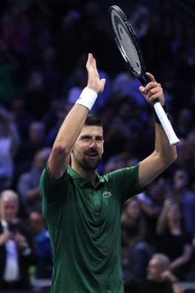 ATP, Tennis Herren 250 tournament in Athens ATHENS, GREECE - NOVEMBER 7: Novak Djokovic of Serbia gestures as he celebrates after winning against Yannick Hanfmann (not seen) of Germany during the Hellenic Championship ATP 250 semifinal tennis match, at OAKA Olympic Athletic Center in Athens, Greece on November 7, 2025. Costas Baltas Anadolu Athens Greece. Editorial use only. Please get in touch for any other usage.  Copyright: x2025xAnadoluxCostasxBaltasx