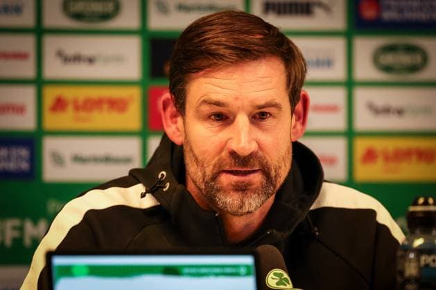 Head coach Thomas Kleine Spvgg Greuther Fuerth at the press conference, SpVgg Greuther Fuerth vs SC Preussen Muenster, football, men, DFL, 2 Bundesliga, season 2025 2026, Sportpark Ronhof Thomas Sommer, 12 matchday, 07 11 2025 Fuerth Bavaria Germany Copyright: xkolbert-press MartinxAgüerax