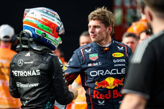 F1 - SAO PAULO GRAND PRIX 2025 KIMI ANTONELLI Andrea (ita), Mercedes AMG F1 Team W16, VERSTAPPEN Max (ned), Red Bull Racing RB21, portrait during the 2025 Formula 1 Grande Premio de Sao Paulo, 2025 Sao Paulo Grand Prix, 21th round of the 2025 FIA Formula One World Championship, WM, Weltmeisterschaft from November 7 to 9, 2025 on the Interlagos, in Sao Paulo, Brazil - Sao PauloBrazil Copyright: xFLORENTxGOODENx