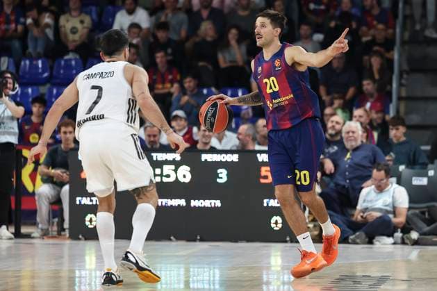 November 7, 2025, Barcelona, Barcelona, Spain: Nico Laprovittola of FC Barcelona, Barca in action during the EuroLeague Regular Season Round 9 match played between FC Barcelona and Real Madrid at Palau Blaugrana on November 07, 2025 in Barcelona, Spain. Barcelona Spain - ZUMAa181 20251107_zaa_a181_200 Copyright: xJavierxBorregox