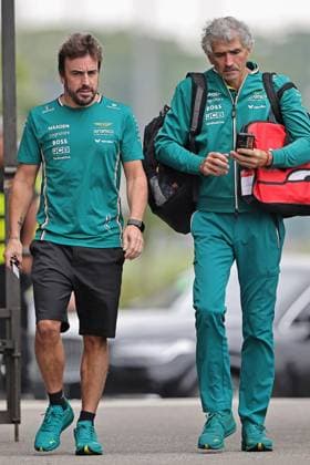 Sao Paulo, Brazil, 7th November 2025. Fernando Alonso (ESP) Aston Martin Aramco AMR25 Mercedes arrives in the Paddock during free practice of the F1 Grand Prix of Brazil at Autodromo Jose Carlos Pace  HeulerxAndrey