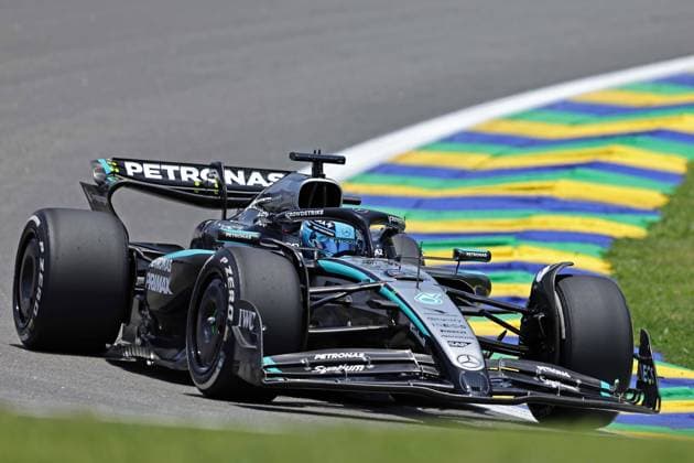 Sao Paulo, Brazil, 7th November 2025. George Russell (GBR) Mercedes AMG Petronas F1 Team W16 during free practice of the F1 Grand Prix of Brazil at Autodromo Jose Carlos Pace  HeulerxAndrey
