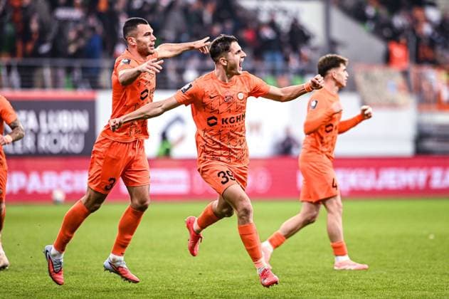Lubin 07.11.2025 Pilka nozna PKO BP Ekstraklasa sezon 2025 2026 15 kolejka mecz: Zaglebie Lubin - Gornik Zabrze --- Football PKO Ekstraklasa 2025 2026 season 15 round match: Zaglebie Lubin - Gornik Zabrze nz Filip Kocaba gol cieszynka radosc Fot. Kai Taller Arena Akcji NEWSPIX.PL --- newspix.pl 