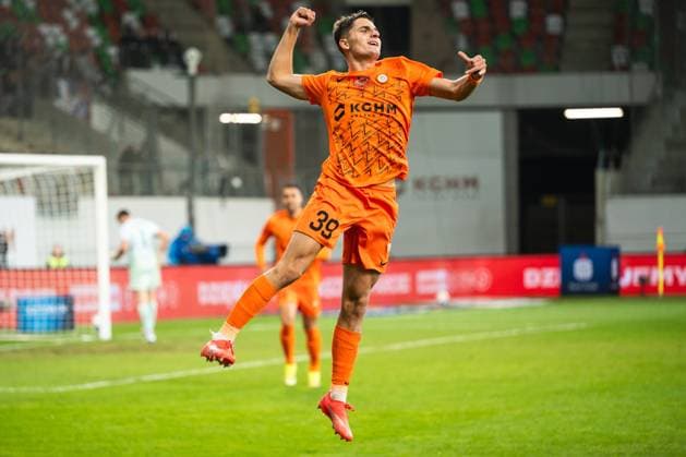 Lubin 07.11.2025 PILKA NOZNA MECZ 15. KOLEJKA PKO EKSTRAKLASA SEZON 2025 26 KGHM Zaglebie Lubin - Gornik Zabrze n z Filip Kocaba pilkarze zespol druzyna gol radosc FOT. P.Dziurman 400mm.pl NEWSPIX.PL --- newspix.pl  15813777