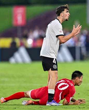 Germany v Korea DPR : Group G - FIFA U-17 World Cup Qatar 2025 Elias Vali Fard of Germany reacts during the FIFA U-17 World Cup Qatar 2025 Group G match between Germany and Korea DPR in Doha, Qatar, on November 7, 2025. DOHA Qatar Copyright: xNOUSHADxTHEKKAYILx