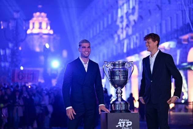 Carlos Alcaraz and Jannik Sinner at 2025 Nitto ATP, Tennis Herren Finals in Torino Carlos Alcaraz (ESP) with Jannik Sinner (ITA) during media day at the 2025 Nitto ATP Finals in Torino, ITALY, on November 7, 2025. Photo by Corinne Dubreuil ABACAPRESS.COM TORINO  Copyright: xDubreuilxCorinne ABACAx