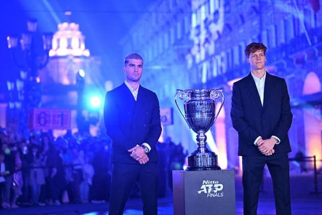 Carlos Alcaraz and Jannik Sinner at 2025 Nitto ATP, Tennis Herren Finals in Torino Carlos Alcaraz (ESP) with Jannik Sinner (ITA) during media day at the 2025 Nitto ATP Finals in Torino, ITALY, on November 7, 2025. Photo by Corinne Dubreuil ABACAPRESS.COM TORINO  Copyright: xDubreuilxCorinne ABACAx