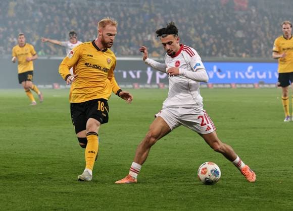 07 11 2025 Soccer Season 2025 2026 2 Soccer Bundesliga 12 Matchday SG Dynamo Dresden SGD 1 FC Nuremberg FCN Club Sportfoto Zink DaMa xdaxmax DFL regulations prohibit any use of photographs as image sequences and or quasi video only for editorial use Nils Fröling Froeling 16, SG Dynamo Dresden SGD Berkay Yilmaz 21, 1 FC Nuremberg FCN