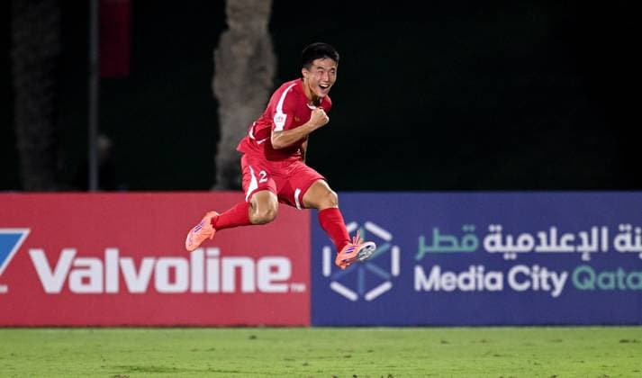 Football, Junior U 17 World Cup 2025 in Doha Qatar Preliminary round 07 11 2025 Group G Germany Korea DPR Korea DPR Cheers after the goal to equalize the score at 1 1, Il Bok Han