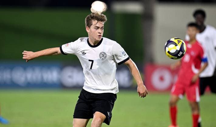 Football, Junior U 17 World Cup 2025 in Doha Qatar Preliminary round 07 11 2025 Group G Germany Korea DPR Benjamin Ley Germany