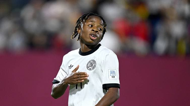 Football, Junior U 17 World Cup 2025 in Doha Qatar Preliminary Round 07 11 2025 Group G Germany Korea DPR Cheering after the goal for 1 0 , Wisdom Mike Germany