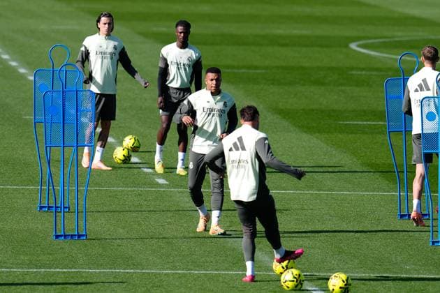 November 8, 2025, Valdebebas, Madrid, Spain: Kylian Mbappe during the Real Madrid training session ahead their upcoming Spanish League, LaLiga EA Sports, football match against Rayo Vallecano at Ciudad Deportiva Real Madrid on November 8, 2025, in Valdebebas, Madrid, Spain. Valdebebas Spain - ZUMAa181 20251108_zaa_a181_004 Copyright: xDennisxAgyemanx
