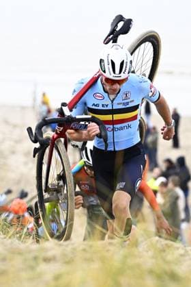Belgian Yordi Corsus pictured in action during the U23 men race at the UEC Cyclocross European Championships, Saturday 08 November 2025, in Middelkerke. JASPERxJACOBS  x140160183x