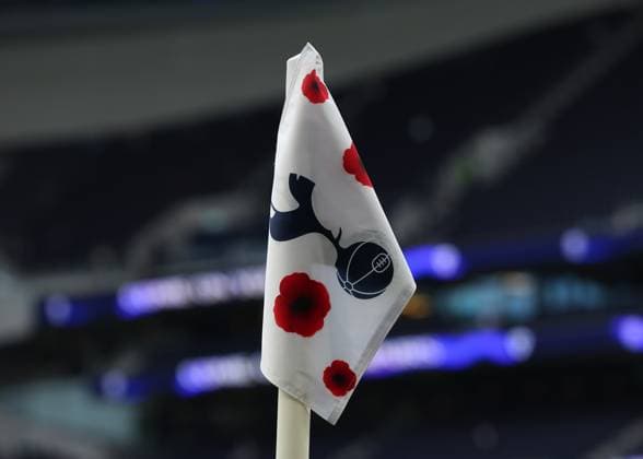 8th November 2025; Tottenham Hotspur Stadium, London, England; Premier League Football, Tottenham Hotspur versus Manchester United, ManU Tottenham Hotspur corner flag with poppies  JohnxPatrickxFletcher