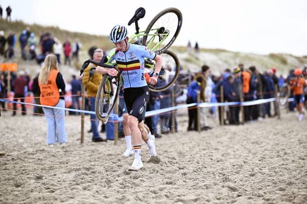 Belgian Arthur van den Boer pictured in action during the U23 men race at the UEC Cyclocross European Championships, Saturday 08 November 2025, in Middelkerke. JASPERxJACOBS  x140161500x