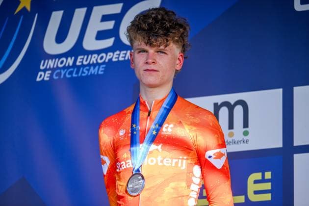 2025 UEC Cyclo-Cross EC - Men U23 MIDDELKERKE, BELGIUM - NOVEMBER 08 : Haverdings David (NED) on the podium during the 2025 UEC Cyclo-Cross European Championships for Men U23 on November 08, 2025 in Middelkerke, Belgium, 08 11 2025 Middelkerke Belgium  Copyright: xNicoxVereeckenx