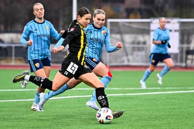 STOCKHOLM, SWEDEN 20251108 Häcken s Tabitha Michelle Tindell and Djurgarden s Nanne Ruuskanen during Saturday s soccer match in the women s league between Djurgarden and BK Häcken FF at Kristineberg s IP 1 STOCKHOLM SWEDEN x10030x  Copyright: xJonasxEkströmer TTx THE LADY S SWEDISH GARDEN-HECKEN