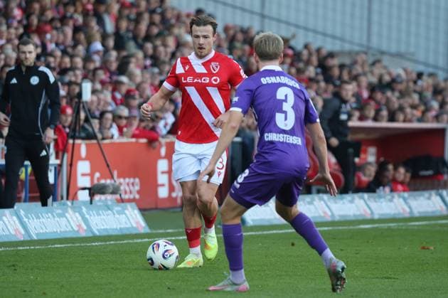 3 Henry Rorig Energie Cottbus, l , 3 Frederik Christensen Osnabrück Football 3 Liga 2025 2026 FC Energie Cottbus VfL Osnabrück