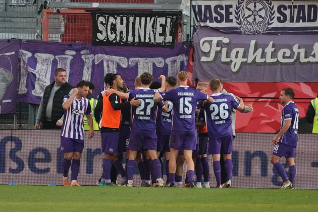 Osnabrück goal celebration Football 3 Liga 2025 2026 FC Energie Cottbus VfL Osnabrück