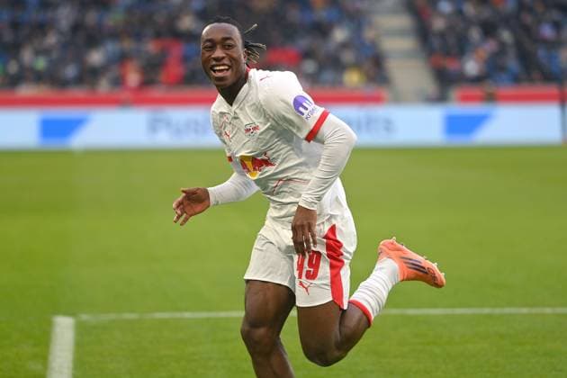 Goal celebration Yan Diomande L ach Goal to 0 1,Action, Cheering,Joy,Enthusiasm, Soccer 1 Bundesliga Season 2025 2026, 10 Matchday, Matchday10 TSG 1899 Hoffenheim RB Leipzig on 08 11 2025 PreZero ARENA