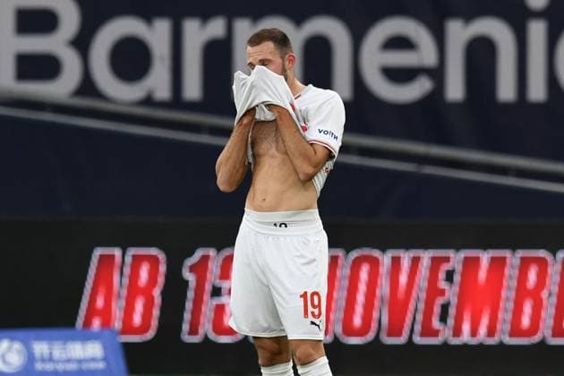 Jonas Foehrenbach 1 FC Heidenheim frustrated after scoring 0 2 GER, Bayer 04 Leverkusen vs 1 FC Heidenheim, Football, Bundesliga, Matchday 10, Season 2025 2026, 08 11 2025 DFL REGULATES PROHIBIT ANY USE OF PHOTOGRAPHS AS IMAGE SEQUENCES AND OR QUASI VIDEO GER, Bayer 04 Leverkusen vs 1 FC Heidenheim, Football, Bundesliga, Matchday 10, Season 2025 2026, 08 11 2025 Leverkusen Copyright: xEibner-Pressefoto ThomasxThienelx EP_TTL