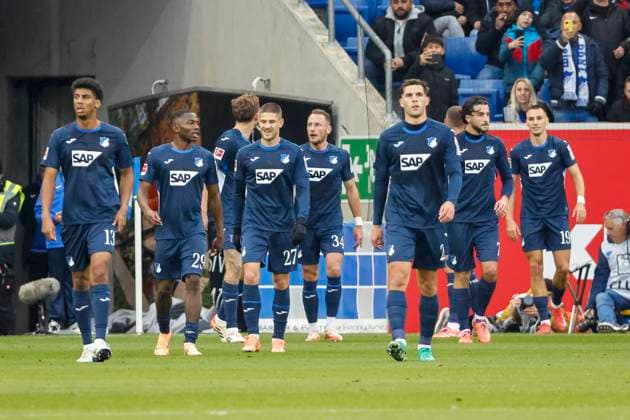Goal celebration TSG Hoffenheim at 2 1 by Tim Lemperle TSG Hoffenheim, 19 , Germany, Soccer, 1 Bundesliga, Matchday 10, 2025 2026, TSG Hoffenheim vs RB Leipzig, 08 11 2025, PreZero Arena, Sinsheim, Germany Sinsheim PreZero Arena Baden Württemberg Germany Copyright: xGrantxHubbsx