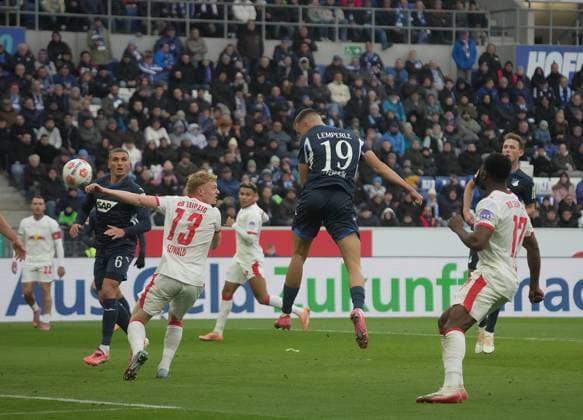GER, 1 FBL, TSG Hoffenheim vs RB Leibzig 08 11 2025, PreZero Arena, Sinsheim, GER, 1 FBL, TSG Hoffenheim vs RB Leibzig , in picture Tim Lemperle Hoffenheim scores the goal for 2 1 DFL regulations prohibit any use of photographs as image sequences and or quasi video nordphotoxGmbHx xBratic nph00250