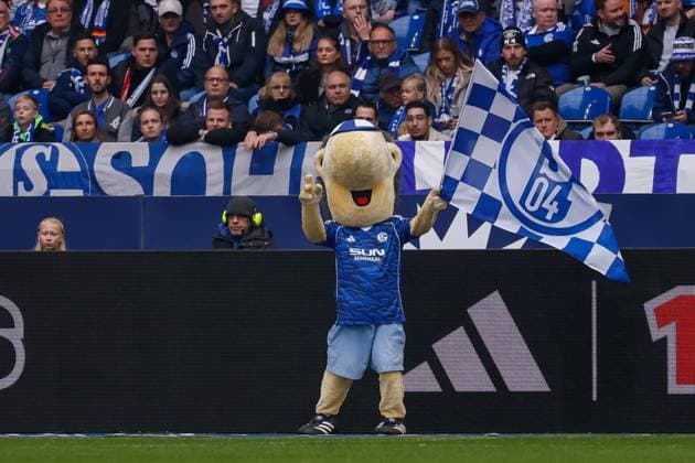 Mascotte Erwin of Schalke 04 FC Schalke 04 v SV Elversberg, 2. Bundesliga, FC Schalke 04 v SV Elversberg, Veltins-Arena, November 8, 2025, Gelsenkirchen, Germany.