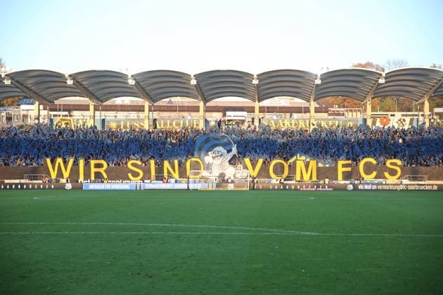 08 11 2025, Football, Men, 3 League, Season 2025 2026, 1 FC Saarbrücken TSV Havelse, Fans of 1 FC Saarbrücken show a choreography Saarbrücken Ludwigsparkstadion Saarland Germany EN Copyright: xFabianxKleerx
