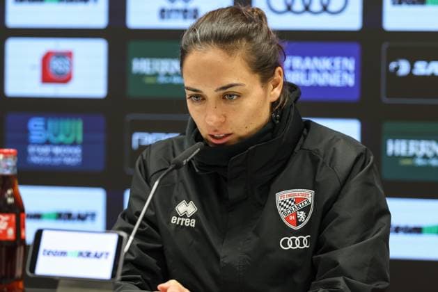 3 Liga FC Ingolstadt 04 Rot Weiss Essen Interview Press conference Head coach Sabrina Wittmann FCI 3 Liga FC Ingolstadt 04 Season 2025 2026 Rot Weiss Essen RWE