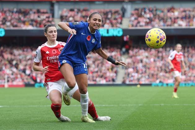 Frauen-Superliga Arsenal gegen Chelsea 08 November 2025 London Frauen-Superliga Fußball Arsenal gegen Chelsea Alyssa Thompson von Chelsea Foto von Mark Leech London UK  Copyright: xMarkxLeechxOffside
