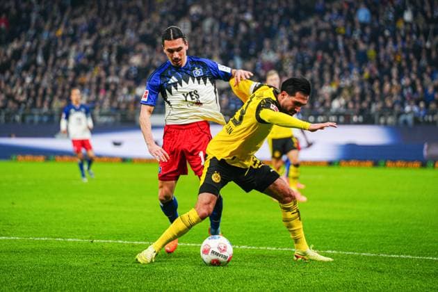 Rayan Philippe Hamburger SV, 14 , Emre Can Borussia Dortmund, 23 GER, Hamburger SV vs Borussia Dortmund, Football, 1 Bundesliga, Matchday 10, Season 2025 2026, 08 11 2025 DFL REGULATIONS PROHIBIT ANY USE OF PHOTOGRAPHS AS IMAGE SEQUENCES AND OR QUASI VIDEO GER, Hamburger SV vs Borussia Dortmund, Football, 1 Bundesliga, Matchday 10, Season 2025 2026, 08 11 2025 Hamburg Copyright: xEibner-Pressefoto MarcelxvonxFehrnx EP_MFN