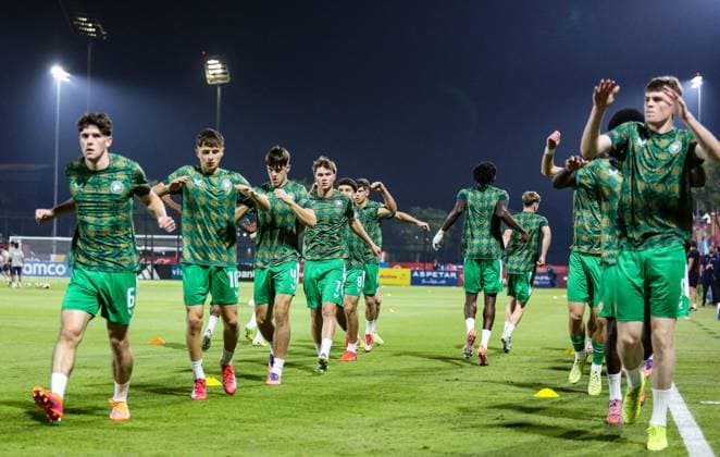 2025 FIFA Under 17 World Cup Group J, Aspire Zone Pitch 9, Doha, Qatar 8 11 2025 Republic of Ireland vs Uzbekistan A view of the Irish warm up A view of the Irish warm up 8 11 2025  Copyright: x INPHOx IMG_5747