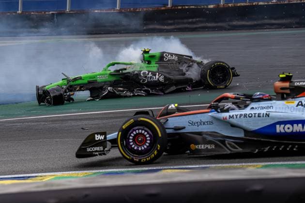 SAO PAULO, BRAZIL: Gabriel Bortoleto, racing for the Stake F1 Team team during the 2025 Formula 1 Sao Paulo Grand Prix at the Interlagos Circuit in Sao Paulo, Brazil