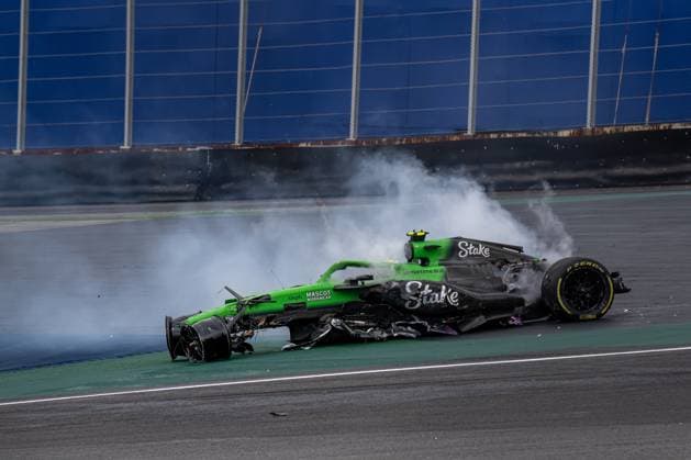 SAO PAULO, BRAZIL: Gabriel Bortoleto, racing for the Stake F1 Team team during the 2025 Formula 1 Sao Paulo Grand Prix at the Interlagos Circuit in Sao Paulo, Brazil