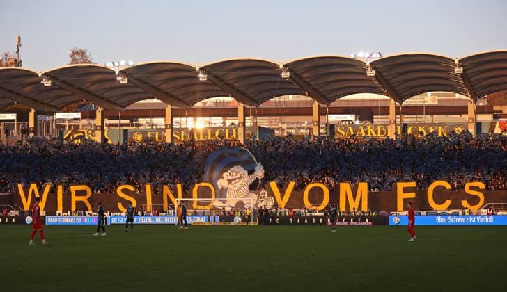 08 11 2025, Football, Men, 3 League, Season 2025 2026, 1 FC Saarbrücken TSV Havelse, Fans of 1 FC Saarbrücken show a choreography Saarbrücken Ludwigsparkstadion Saarland Germany EN Copyright: xFabianxKleerx