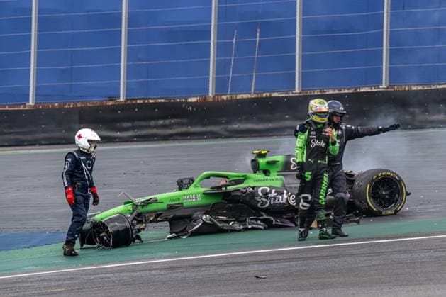 SAO PAULO, BRAZIL: Gabriel Bortoleto, racing for the Stake F1 Team team during the 2025 Formula 1 Sao Paulo Grand Prix at the Interlagos Circuit in Sao Paulo, Brazil