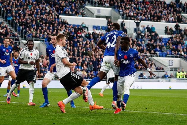 Everton v Fulham Premier League Idrissa Gueye of Everton scores his teams first goal during the Premier League match at the Hill Dickson Stadium, Liverpool UK Newspapers OUT Copyright: xMaxxTomlinsonx FIL-22480-0036