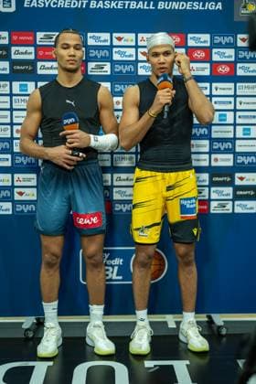 Nicholas Tischler EWE Baskets Oldenburg, 11 , Brandon Tischler MHP RIESEN Ludwigsburg, 24 , GER, MHP RIESEN Ludwigsburg vs EWE Baskets Oldenburg, easycredit BBL, Basketball, Bundesliga, Matchday 7, Season 2025 2026, 08 11 2025, GER, MHP RIESEN Ludwigsburg vs EWE Baskets Oldenburg, easycredit BBL, Basketball, Bundesliga, Matchday 7, Season 2025 2026, 08 11 2025 Ludwigsburg Copyright: xEibner-Pressefoto SaschaxWaltherx EP_EER